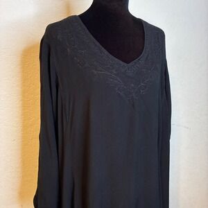 HolyClothing Black Embroidered Sharkbite Tunic Dress Plus 2X Boho Goth Curved